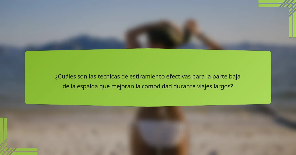 ¿Cuáles son las técnicas de estiramiento efectivas para la parte baja de la espalda que mejoran la comodidad durante viajes largos?