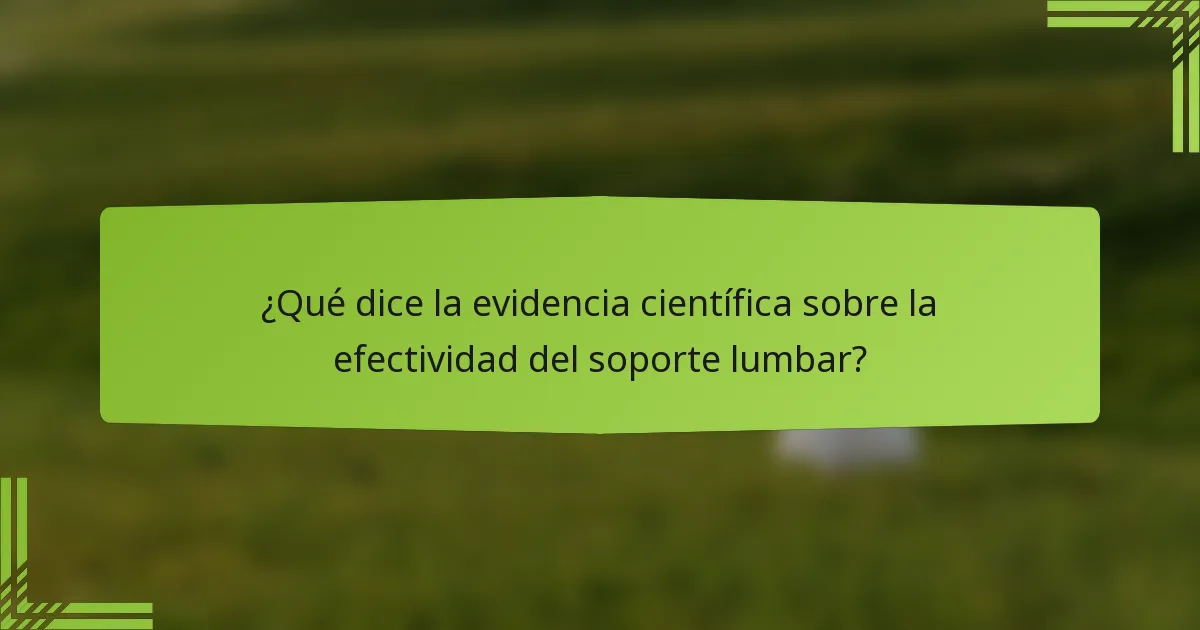 ¿Qué dice la evidencia científica sobre la efectividad del soporte lumbar?